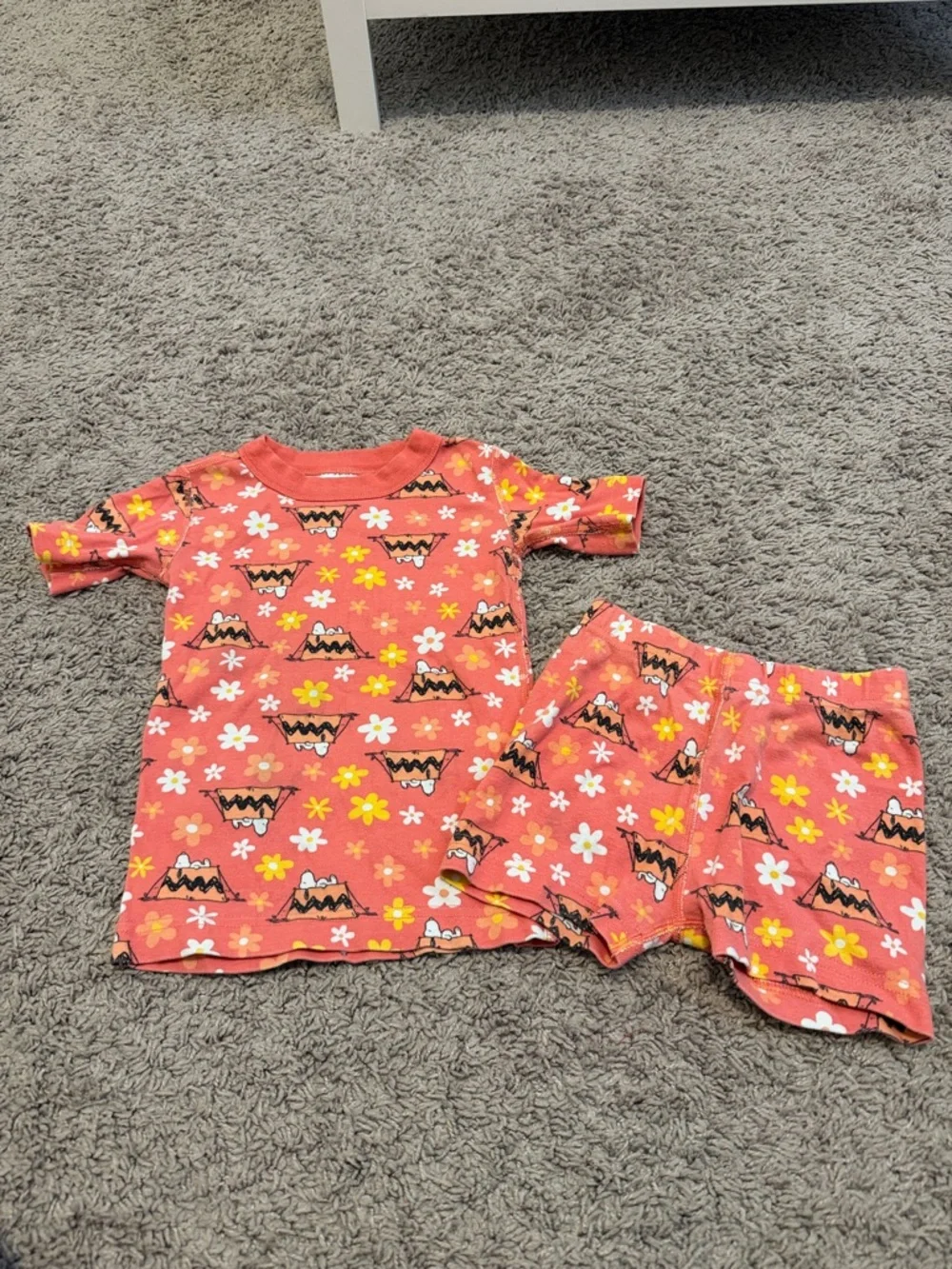 hanna Andersson Snoopy Peanuts Orange Short Sleeve Pajama Set